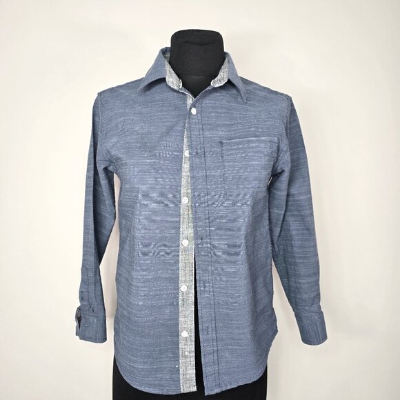 pd & c Big Boy Short Sleeves Button Down Blue Stretch Shirt Size 10/12 - Picture 1 of 7